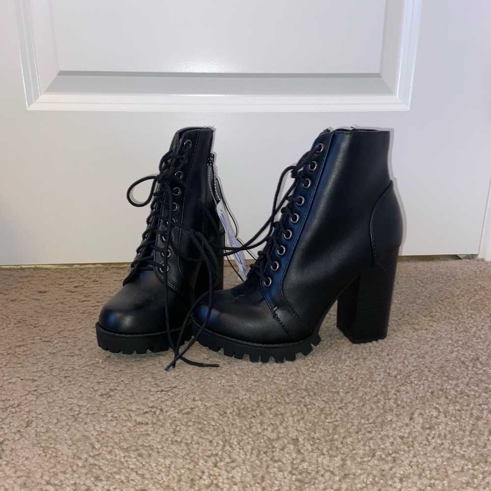 Black Chunky Heel Booties